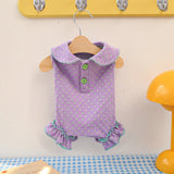 Dog Polka Dot Wrap Belly Clothes Cotton Fabric Summer Soft Cute Pet Pajamas Yorkshire Jumpsuit Four Legged Puppy Clothes