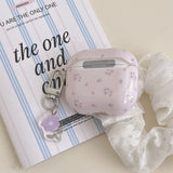 Popxstar  new earphone case for apple airpods pro 2 charging box protection cover purple flower fall prevention keychain for airpods 4 3 2