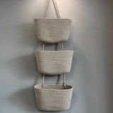 Wall-mounted storage basket storage bag hand knitting Cotton fabric material Nordic style kitchen household Small item storage