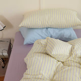 Popxstar  Ins Nordic Bedding Set Simple Style Striped Duvet Cover Set Soft Flat Sheet Single Twin Size Double Bed Sheet Set For Bedroom