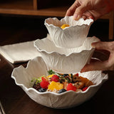 Ceramic Flower Deep Bowl Pure White Creative Relief Tableware Soup Bowl