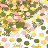 Popxstar  1Pack Sage Leaves Confetti Green Gold Pink Round Paper Confetti Wedding Birthday Party Decorations Baby Shower Table Scatter