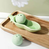 Popxstar  Ceramic Bean Pod Salt Pepper Shakers Set Cute Kitchen Condiment Jars Spoons Modern Dining Tableware Decorative Home Gift