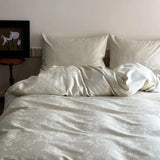 Popxstar  New Chines Style 100% Cotton Satin Jacquard Duvet Cover Set Super Luxury Soft Silky Bedding Set Queen Quilt Cover and Pillowcase