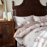 Popxstar  100% Cotton Bedding Set Ins Korean Floral 3D Printed Duvet Cover Bed Linen Flat Sheets Set 2 Pillowcases Twin Double Queen Size