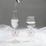 Popxstar  1pcs Elegant Borosilicate Glass Wine with Black Bow Romantic Valentine Champagne Cup Highball Creative Design