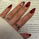 Popxstar  24Pcs Almond False Nails Pink Gradient Simple with French Design Wearable Fake Nails Short Full Cover Press on Nail Tips Art