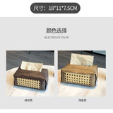 Popxstar Vine Woven Tissue Box Aesthetic Tissue Case Living Room Coffee Table Napkin Holder Antique Wood Grain Tissue Box Holder
