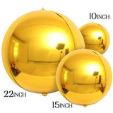 Popxstar 3pcs 4D Round Balloons Metallic Rose Gold Silver Foil Balloons Party Decorations for Birthday Wedding Gender Reveal Photo Props