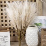 Popxstar  10pcs Fluffy Pampas Grass Artificial Simulation Plant Flowers  for Wedding Boho Bouquet Home Party Decoration Reed Floral Decor