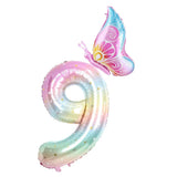 Popxstar  40Inch Colorful Gradient Number Balloon 0-9 Digit Foil Helium Balloon Butterfly Girl Birthday Party Decor Baby Shower Kids Gifts