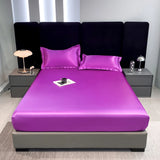 Popxstar Rayon Satin Waterproof Fitted Sheet Silky Solid Color Bed Sheet Elastic Band Sheets Smooth Bedsheet Mattress Cover