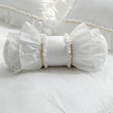 Beige Cute Lace Cushion Decorative Bedding Pillow European Candy Cushion Princess Big Ruffle Desgin Lumbar Pillow Sofa Pillows