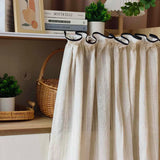 Popxstar 1PC Japanese Solid Color Stripes Short Curtain for Cupboard Kitchen Top and Bottom Edging Sheer Window Drape Study