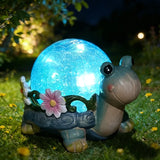 Popxstar  Solar Dog/Turtle Garden Statue Light Solar Cracked Glass Lamp Perfect Garden Gift for Outdoor Lawns, Courtyards, and Patios