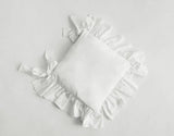 Popxstar 2pcs Ruffled Square Cushion Cover Solid Color Soft Breathable Cute Plain Home Decor Dining Chair Boho Style 100% Cotton Cottage