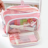 Popxstar Girl Large Capacity Aesthetic Pencil Back-to-school Cases Cute Stationery Holder Bag Zipper Pencil Pouch Student School Supplies