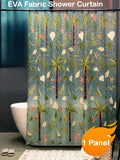 EVA Fabric Shower Curtain Palm Tree Printed Waterproof Bathroom Curtain with Hooks Water Resistant