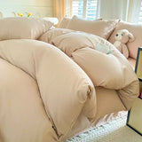 Solid Color Brushed Four Piece Set Home Textile Bedding Three Piece Set Autumn Short Plush Bed Sheets, Duvet Covers, Pillowcases