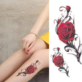 Sexy Rose Flower Fake Tattoo for Woman Arm Abdomen Floral Tattoo Waterproof Art Temporary Tattoo Sticker Lasting Tatoo Sticker
