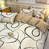 Popxstar  High-quality Home Pure Cotton Bedding Set 100% Cotton Skin-friendly Queen Duvet Cover Set with Sheets Comforter Cover Pillowcase