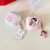 Popxstar  Rose Red Marble Pattern 3D Love Heart Cute Bear Pendant Earphone Accessories Case For Galaxy Buds Pro 2 Live Protection Cover