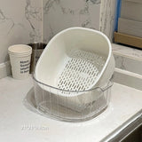 Popxstar ‌2-Tier Strainer Colander with Fruit Tray Dual-Purpose Kitchen Living Room Drain Basket Wash Vegetable Bowl Fruit Display Basket