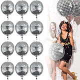 Popxstar 12Pcs Disco Foil Balloons Aluminum Mylar Balloons 4D Disco Party Balloons Silver Metallic Mirror Disco Balloon Party Supplies