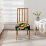 Flowers Print Chair Seat Covers Removable Washable Anti-Dust Stretch Spandex Dining Room Upholstered Chair Cushion Slipcover