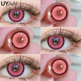 1 Pair Anime Pink Lenses for Eyes Cosplay Lenses for Halloween Nezuko Colorcon y2k Eye Contacts