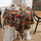 Popxstar  Table Cloth American Style Jacquard Iris Bird Plant Table Cloth Thick Tablecloth