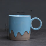 Creative Retro Coarse Ceramic Flow Glazed Coffee Cup Plate Set Latte Cup Home Makeup Cup