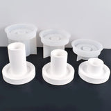 Popxstar S/M/L DIY Cylindrical Candlestick Mold Jesmonite Cement Candle Holder Silicone Mould Taper Candle Holder Molds Home Decor