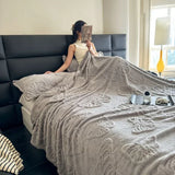 Popxstar Butterfly Jacquard Plush Blanket Summer Conditioning Bedding Nap Blanket Office Sofa Nap Blankets Soft Comfortable Bed Blankets