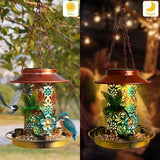 New Solar Outdoor Garden Light with Bird Feeder, Creative Hanging Landscape Lamp for Balcony Lighting & Bird Feeding