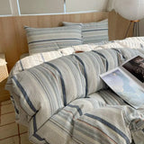 Single Double Exquisite Stripe 1Duvet cover+2Pillowcases 100%Cotton Experience Hotel-Like Comfort with Unparalleled Softness