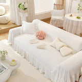 Red White Plaid Ruffle Sofa Cover Full Wrap Furniture Protector Couch Towel Sofa Slipcover For Living Room Bedroom Home Decor