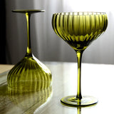 Popxstar  Retro Green Wine Glass Minimalist Textured Glass Goblet French Style Home Bar Party Drinkware for Red Wine Tasting & Decor Gifts