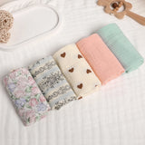 Popxstar 5Pcs Baby Cotton Washcloth Newborn Burp Cloth Square Towels 6-Layer Pure Cotton Soft Absorbent Gauze Cotton Baby Towels
