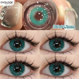 Popxstar 2pcs Green Cosplay Series Colored Contact Lenses for Eyes Myopia Cosmetics Pupils Eye Color Lens With Prescription Lens