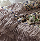 Romantic Floral Bedding Set Garden Rose Duvet Cover Heavy Handmade Wrinkle Design Cotton Bedding Only bed sheet style available