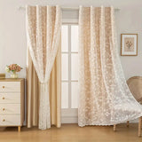 Popxstar  1pc Elegant Blackout Curtain, Polyester Material, Top Ring Hanging Design, Suitable for Bedroom & Living Room, All Seasons Use