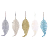 Popxstar 5pcs Glitter Feather Artificial Leaves Clip Xmas Tree Ornament Christmas Party Home Decoration Navidad New Year Wedding Flowers