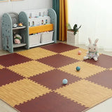 Popxstar Wood Pattern Flooring Square Puzzle Living Room Rug Waterproof and Non-slip Stitching Mat Baby Sports Play Mat Decorative Carpet