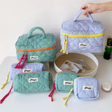 popxstar 3pcs/Set Plaid Cosmetic Bag Set Simple Style Large Capacity Portable Cosmetic Tools Storage Bag for Home Bathroom Toiletry Bag