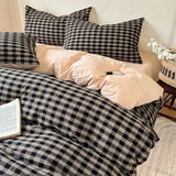 New 100% Cotton Bedding Set 1pc Duvet Cover and 2pcs Pillowcases  Plaid Soft Skin Friendly Bedding Single and Double King Size