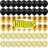 Popxstar  Wholesale Latex Balloons Shiny Sequin Black and Gold Inflatable Balloon for Wedding Party Birthday Christmas Home Decor Supplies