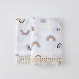 Popxstar Cotton Muslin Swaddle Blankets for Newborn Baby Tassel Receiving Blanket New Born Swaddle Wrap Infant Sleeping Quilt Bed Cover