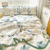 Popxstar Cooling Summer Comforter Bedding Sets Double Sided Cool Feeling Fabric Duvet Summer Blanket Ice Silk Fitted Sheet and Pillowcase