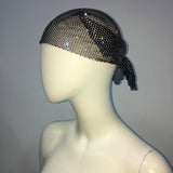 Popxstar Festival Luxury Fashion Bling Rhinestone Head Scarf Hair Accessories For Women Night Club Elastic Mesh Sparkly Diamonds Bandanas